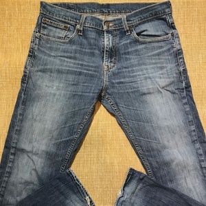 Levi's irregular marked boot cut blue jeans. 34/32